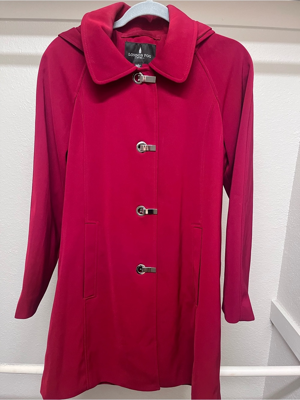 London Fog Women's Raspberry Hooded Trench Coat
